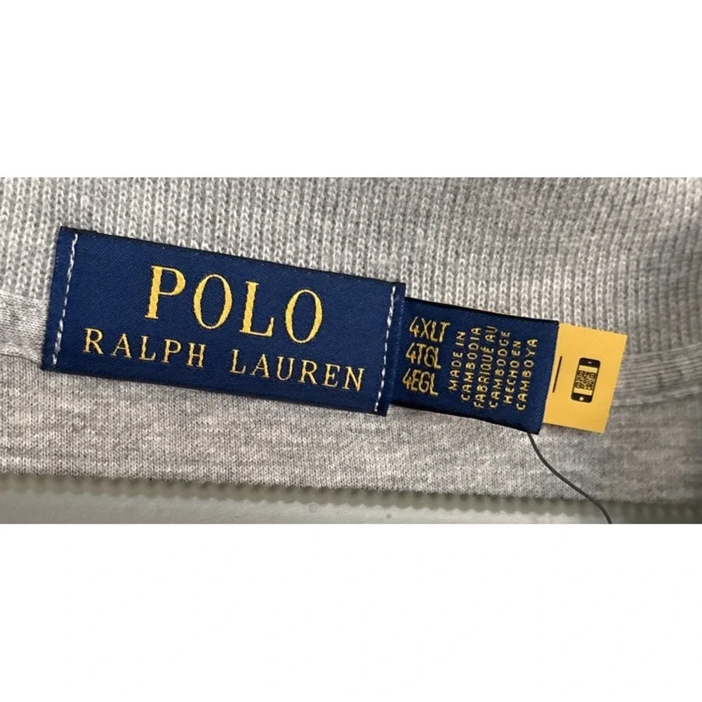 NWT Polo Ralph Lauren 1/4 Zip Pullover Gray Heather 4XLT Big Tall Pony $138